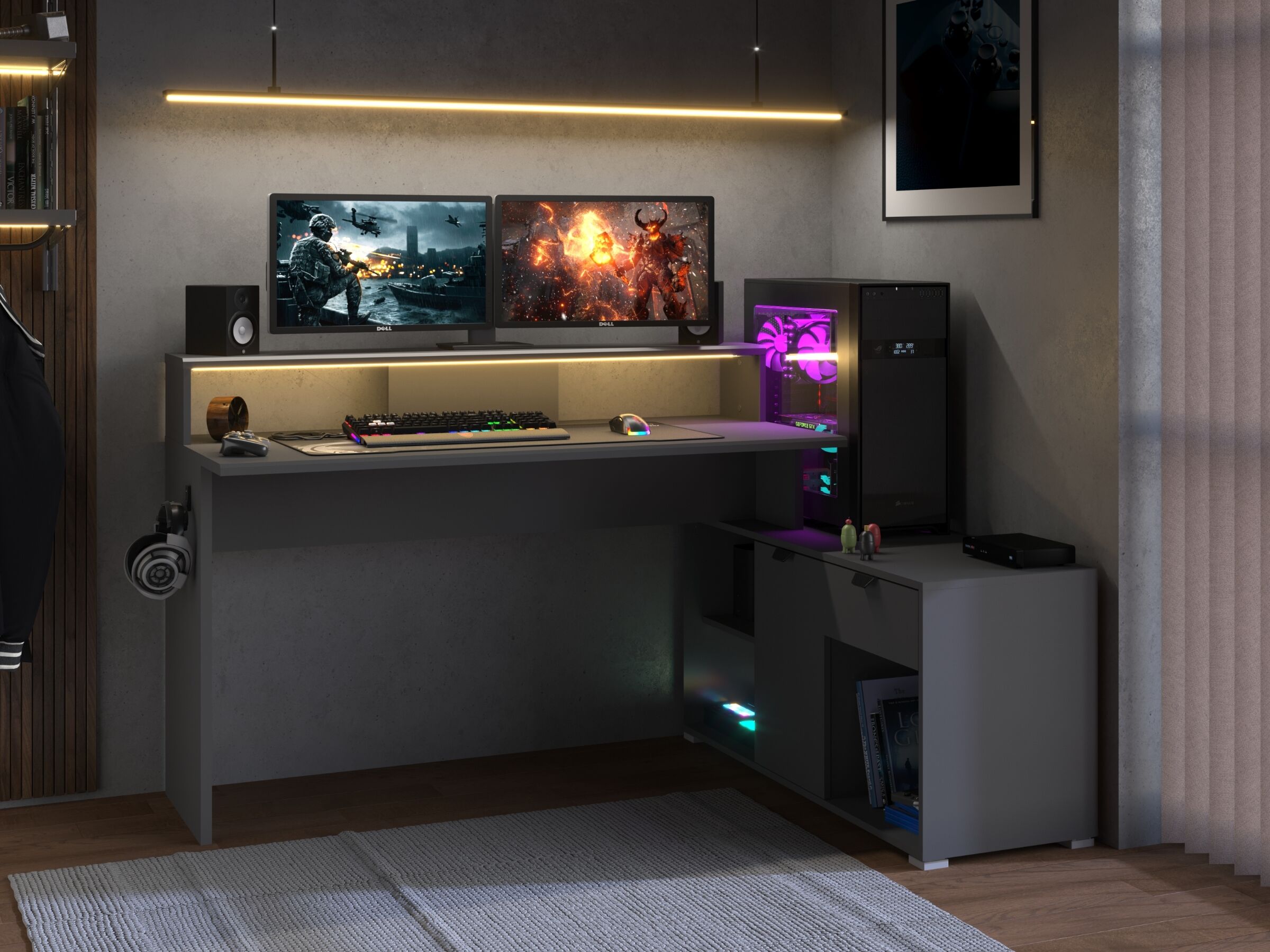 Wortex Gamingbord med Oppbevaringsplass - Sort