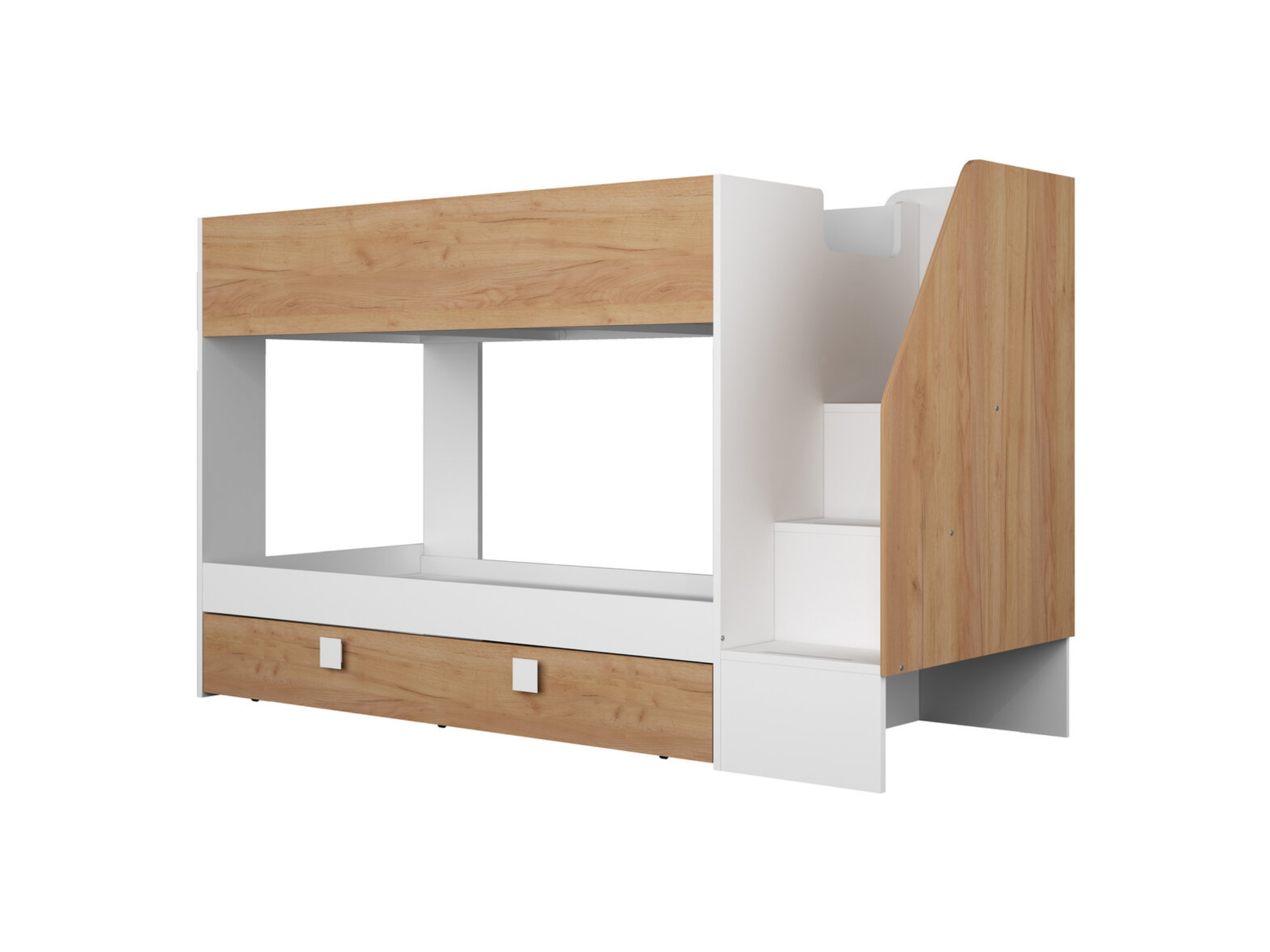 Easy Køyeseng med Uttrekkbar Gjesteseng 90x200 - Eik/Hvit