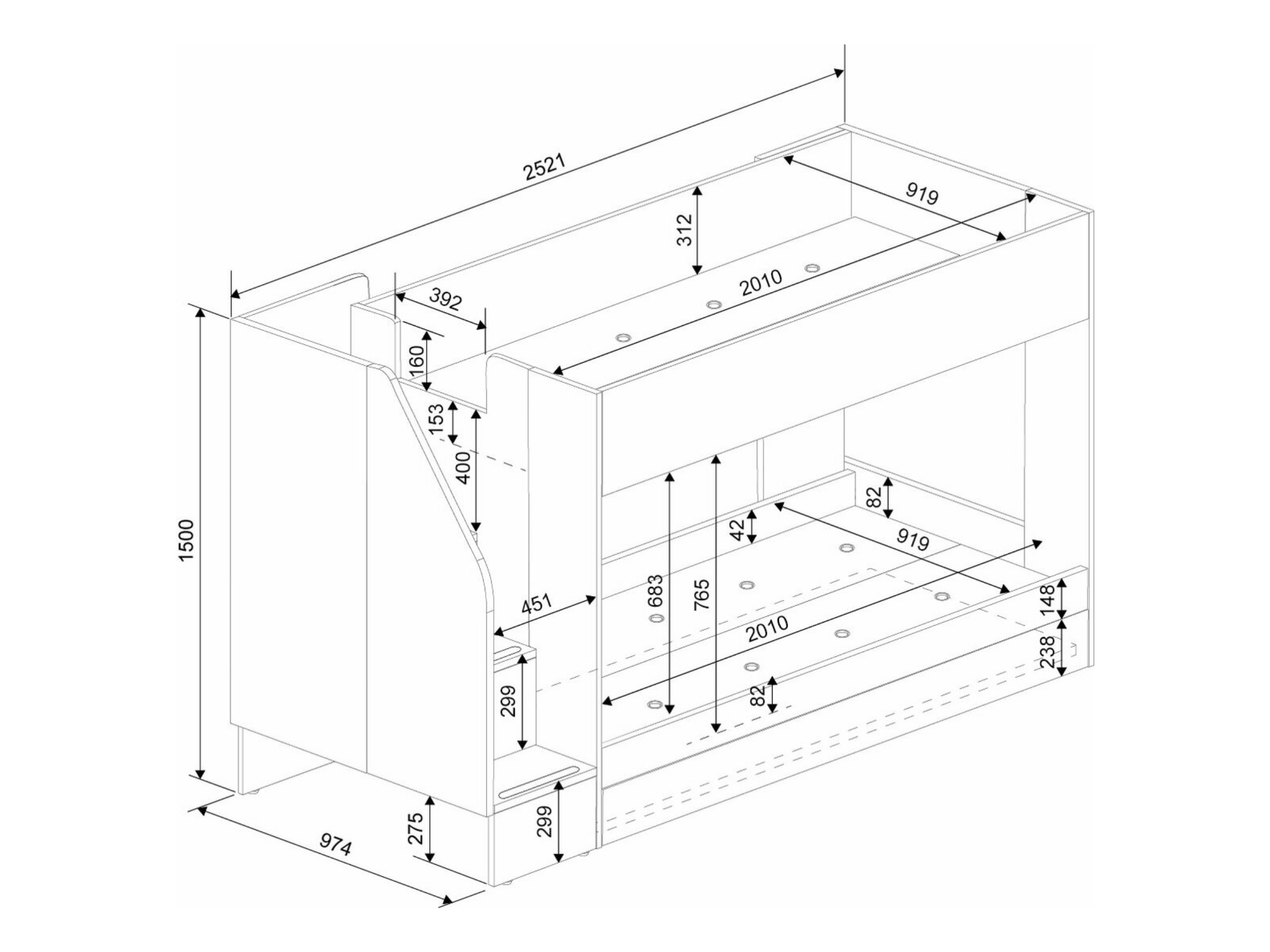 Easy Køyeseng med Uttrekkbar Gjesteseng 90x200 - Eik/Hvit