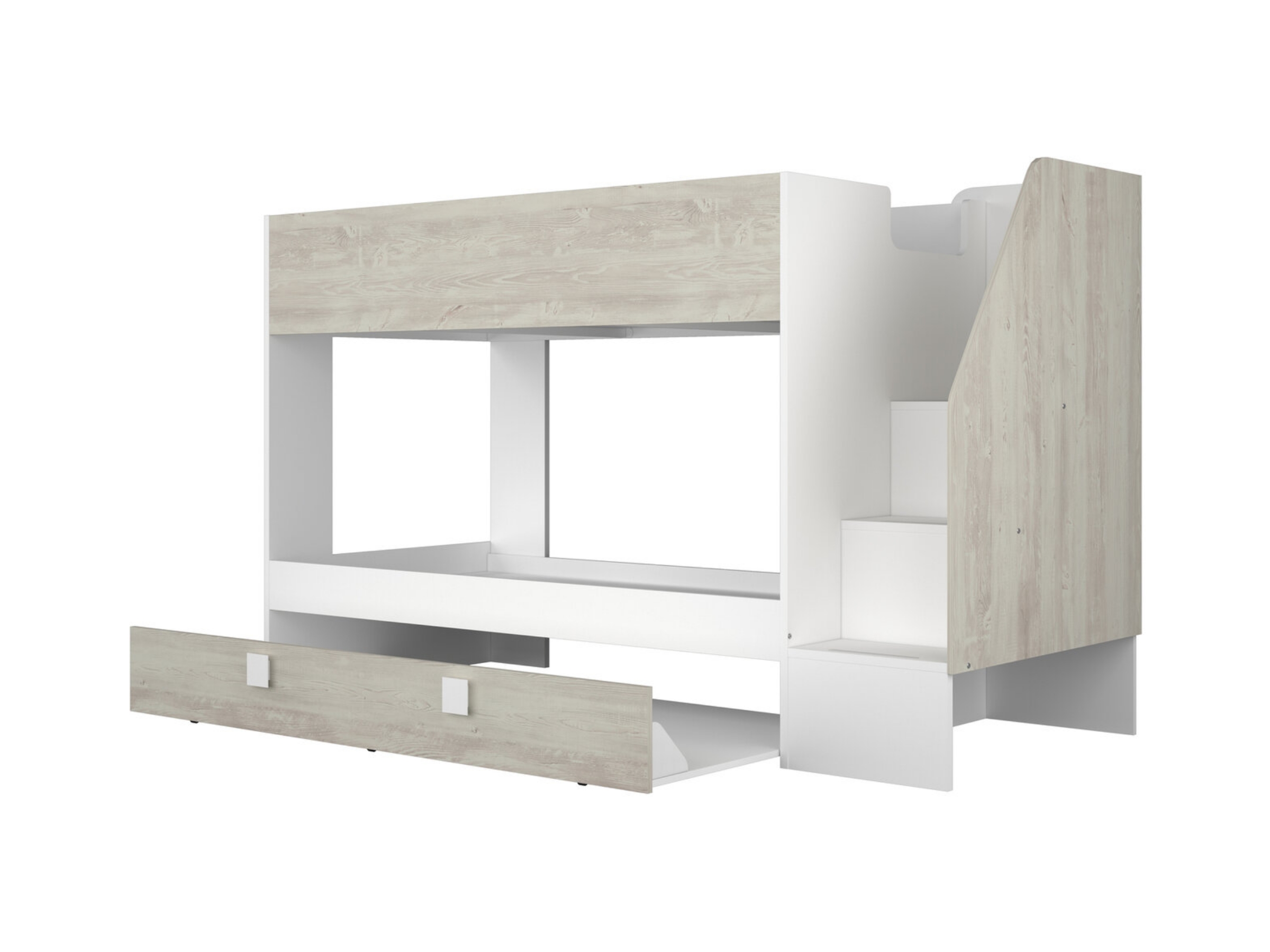 Easy Køyeseng med Uttrekkbar Gjesteseng 90x200 - Hvit/Natur