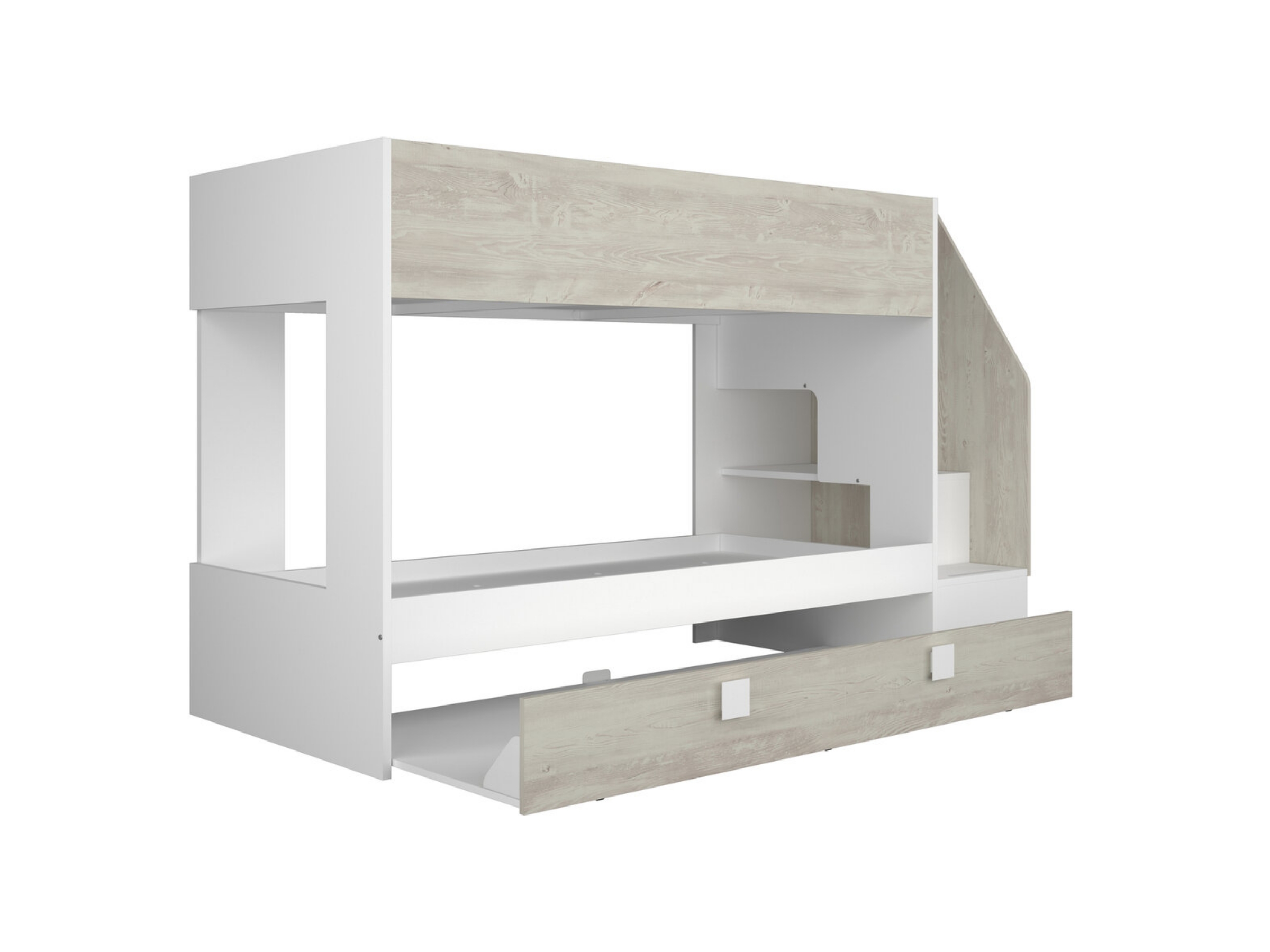 Easy Køyeseng med Uttrekkbar Gjesteseng 90x200 - Hvit/Natur