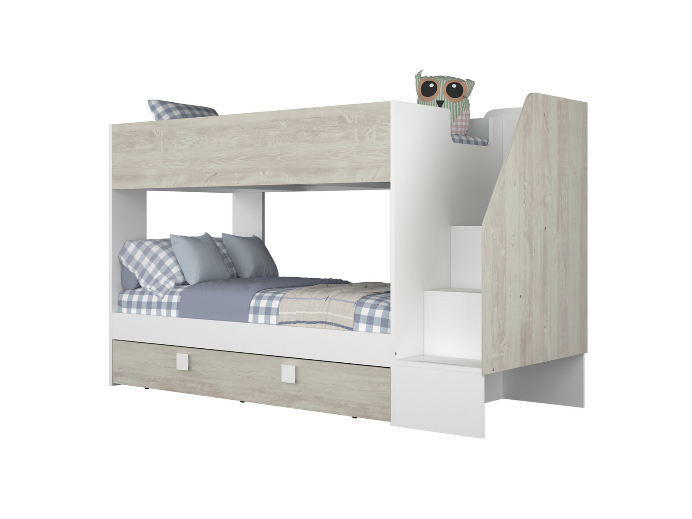 Easy Køyeseng med Uttrekkbar Gjesteseng 90x200 - Hvit/Natur