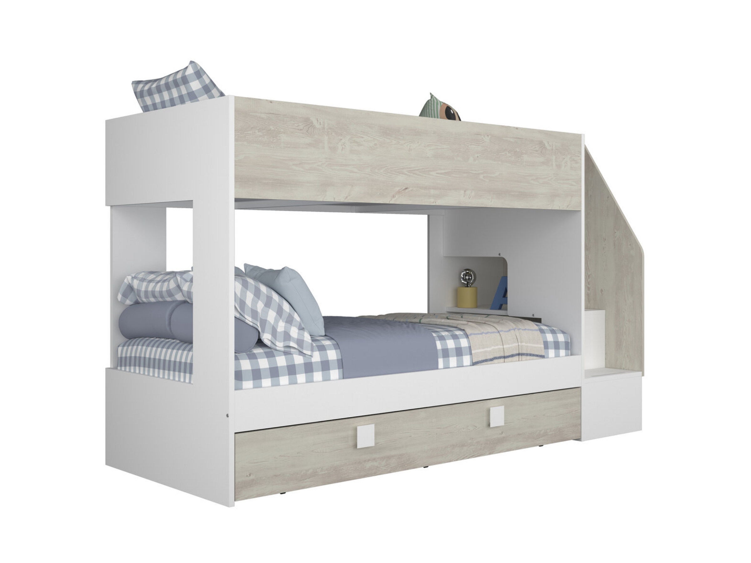 Easy Køyeseng med Uttrekkbar Gjesteseng 90x200 - Hvit/Natur