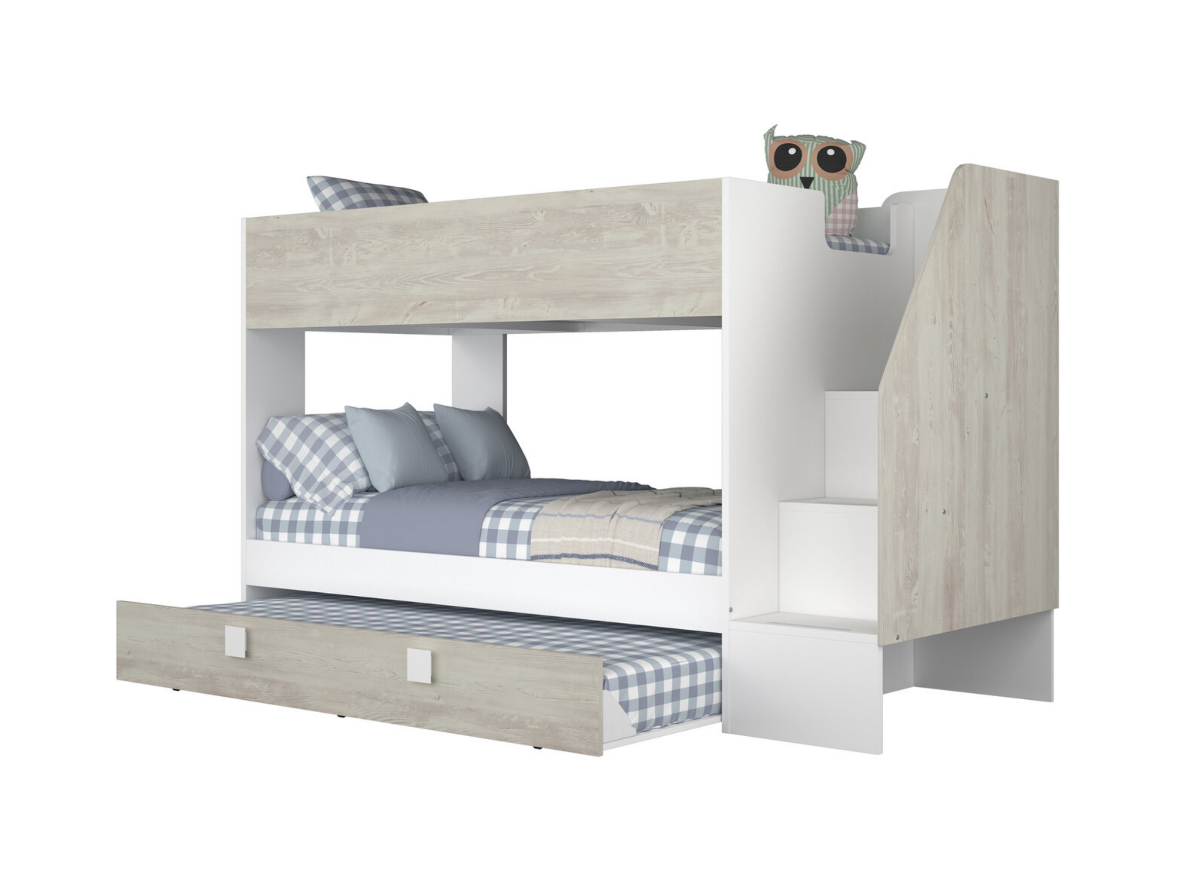 Easy Køyeseng med Uttrekkbar Gjesteseng 90x200 - Hvit/Natur