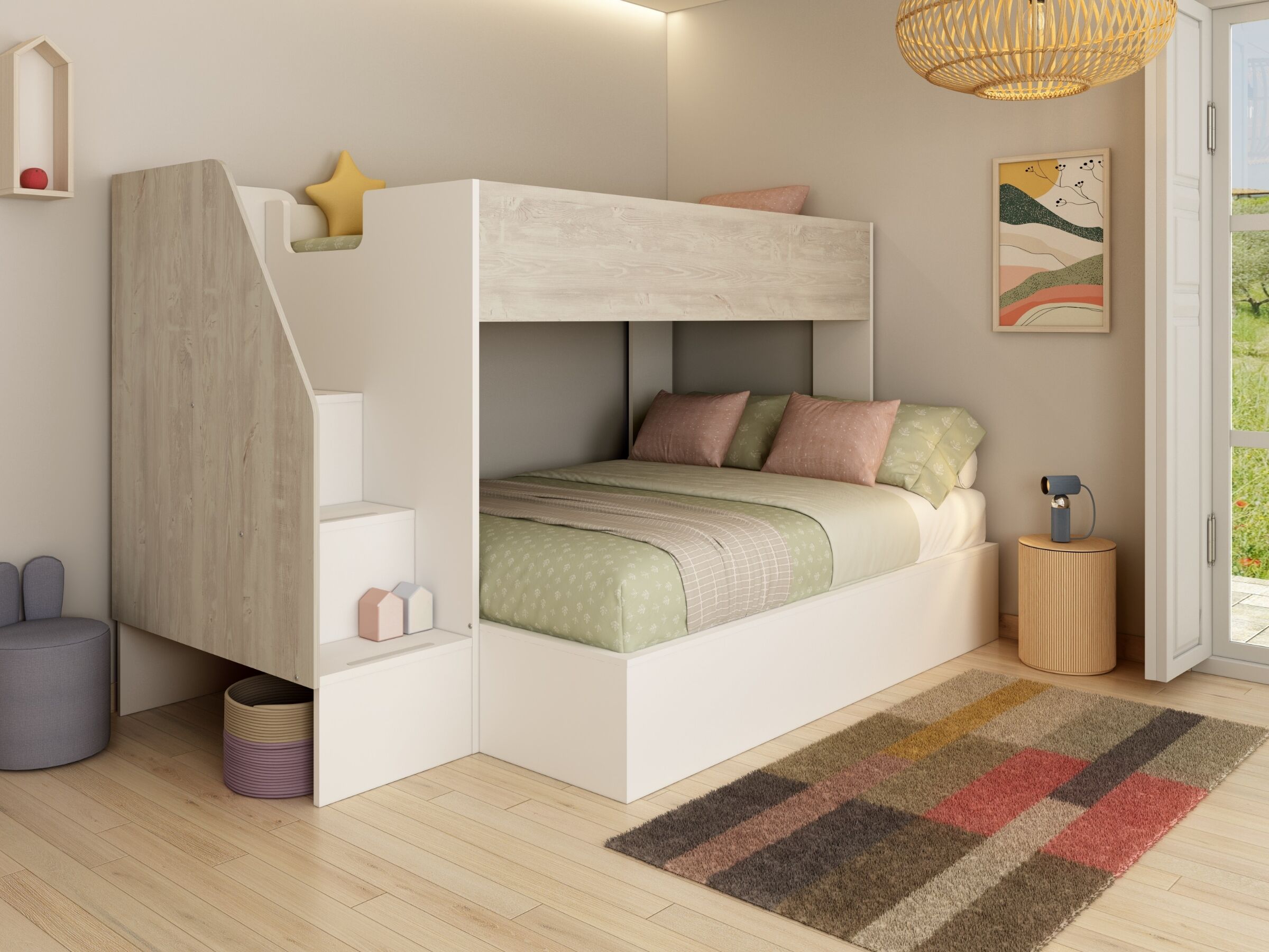 Easy Familiekøye 90x200/140x200 - Hvit/Natur