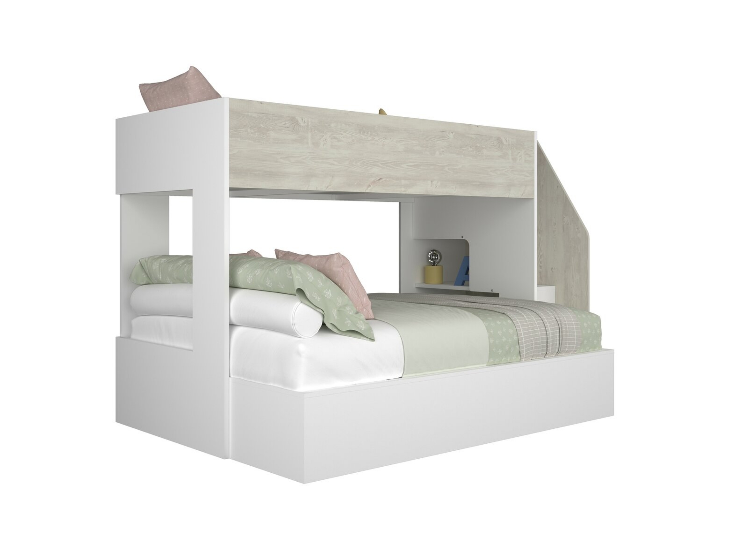 Easy Familiekøye 90x200/140x200 - Hvit/Natur