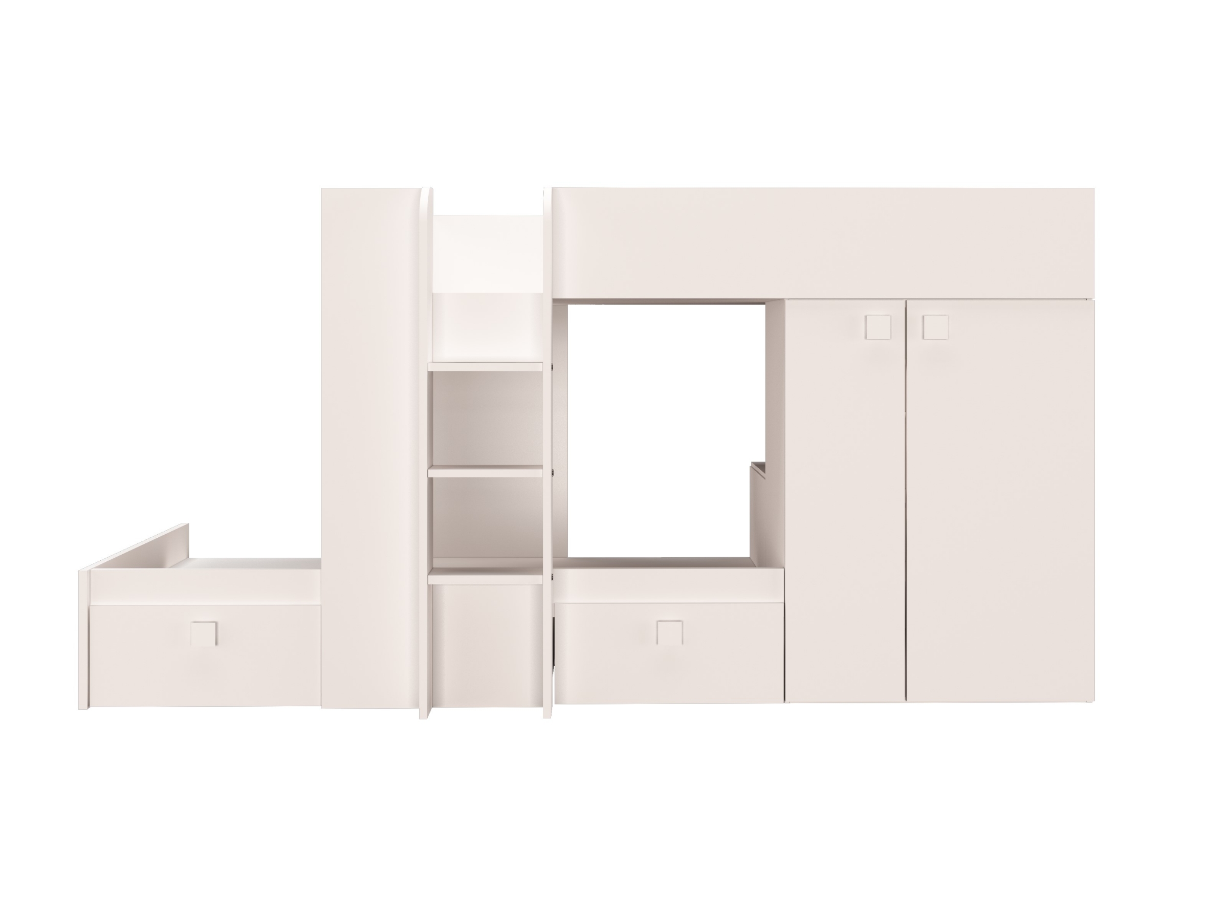 Bolton Køyeseng med Garderobe og Skuff 90x200 - Hvit