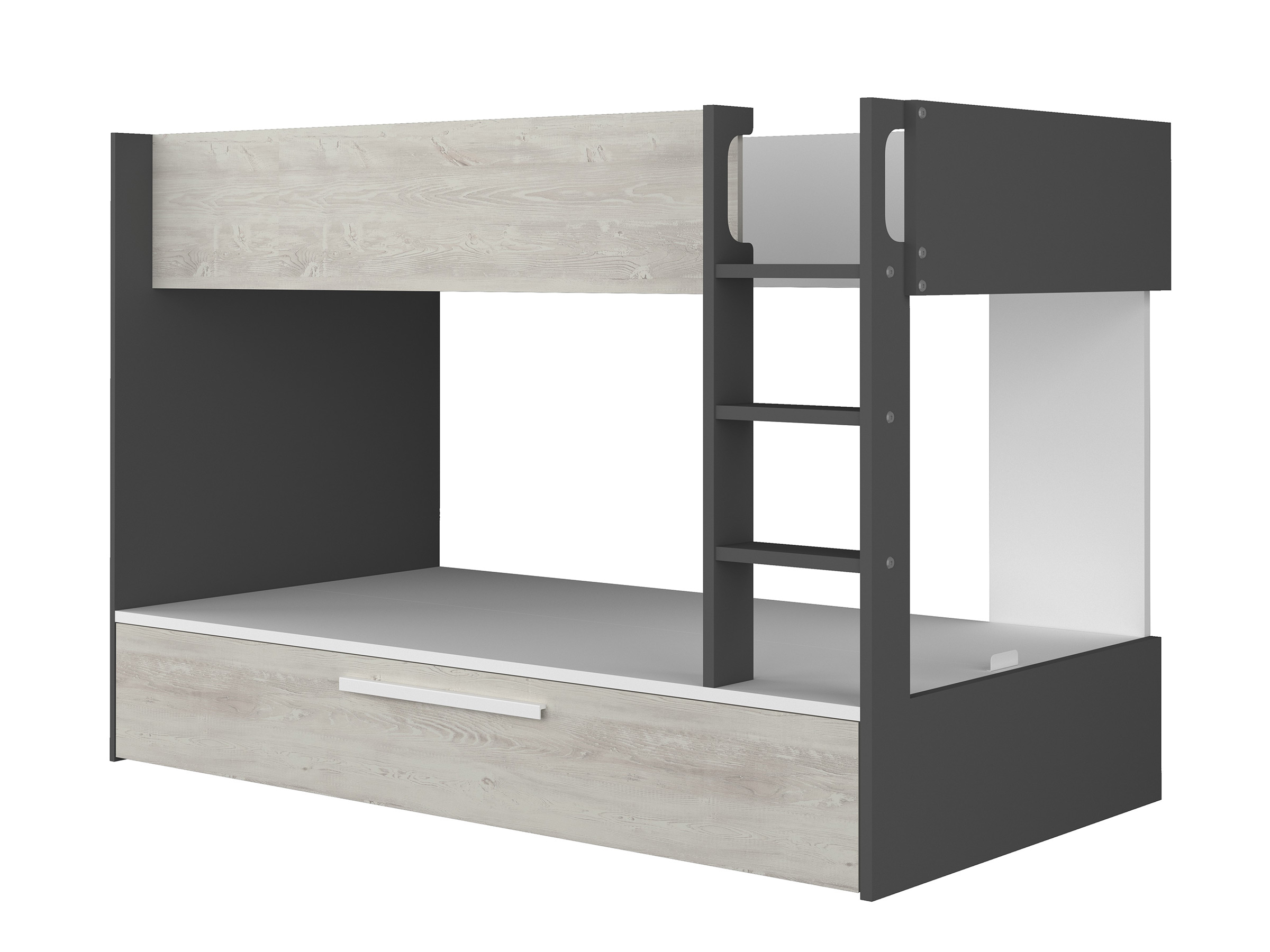 Silver Køyeseng med Uttrekkbar Gjesteseng 90x200 - Sort/Natur