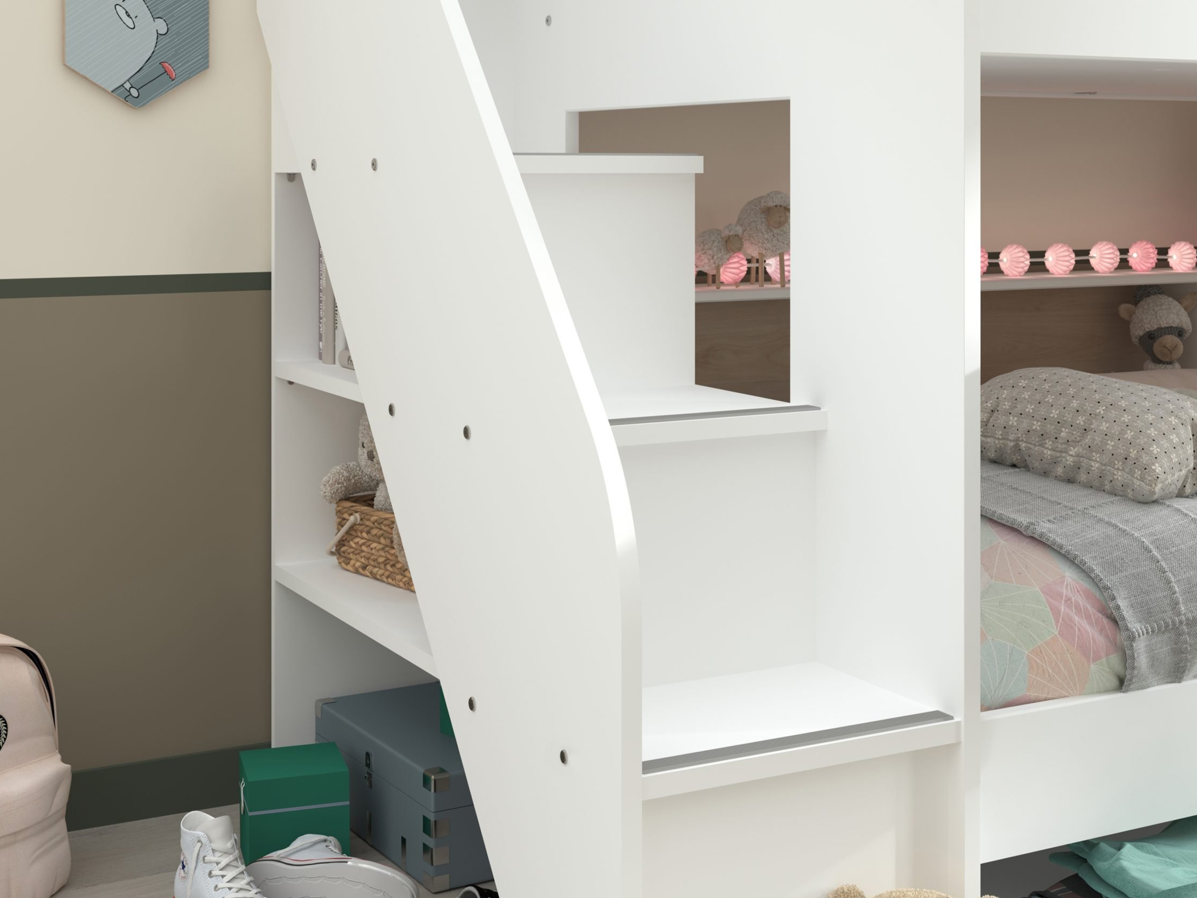 Bibop Køyeseng med Uttrekkbar Gjesteseng 90x200 - Hvit/Natur