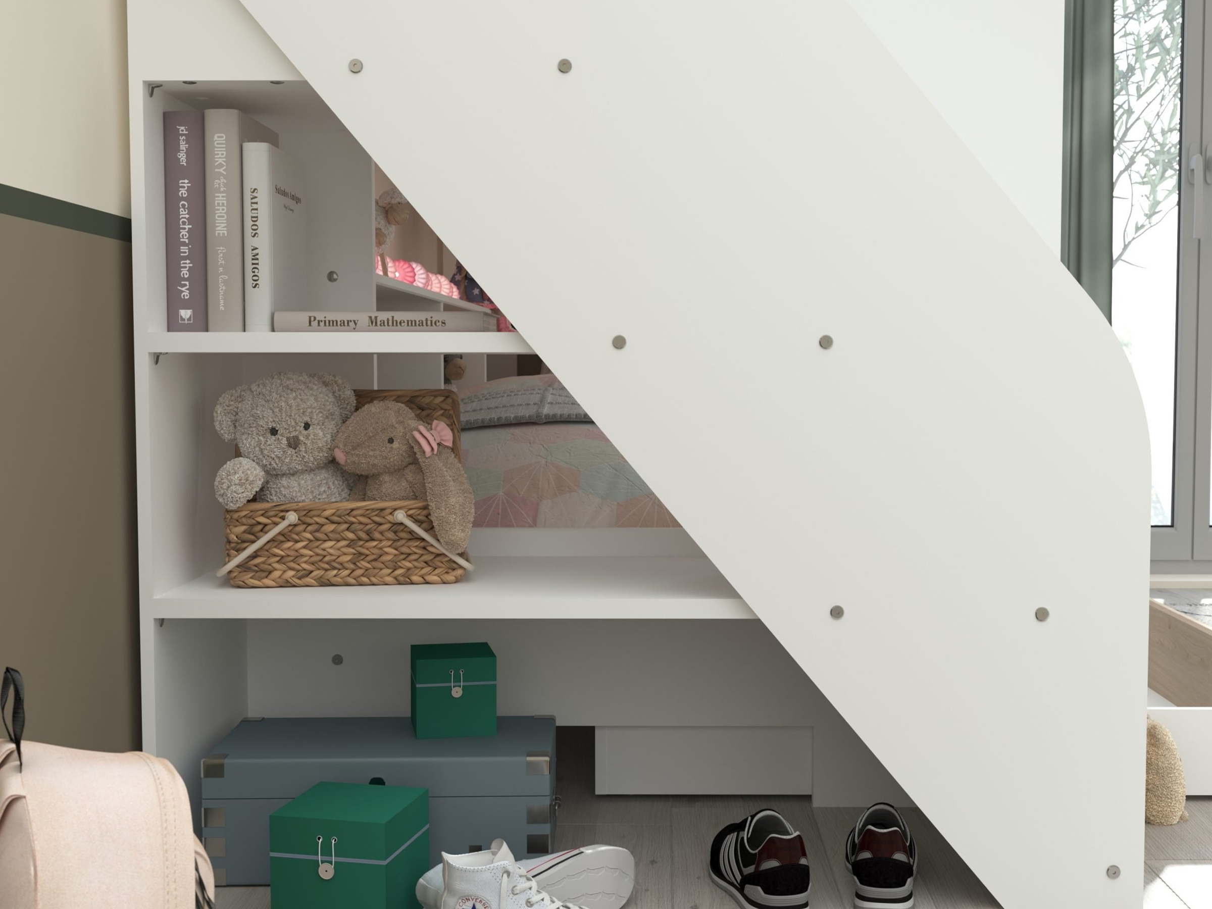 Bibop Køyeseng med Uttrekkbar Gjesteseng 90x200 - Hvit/Natur