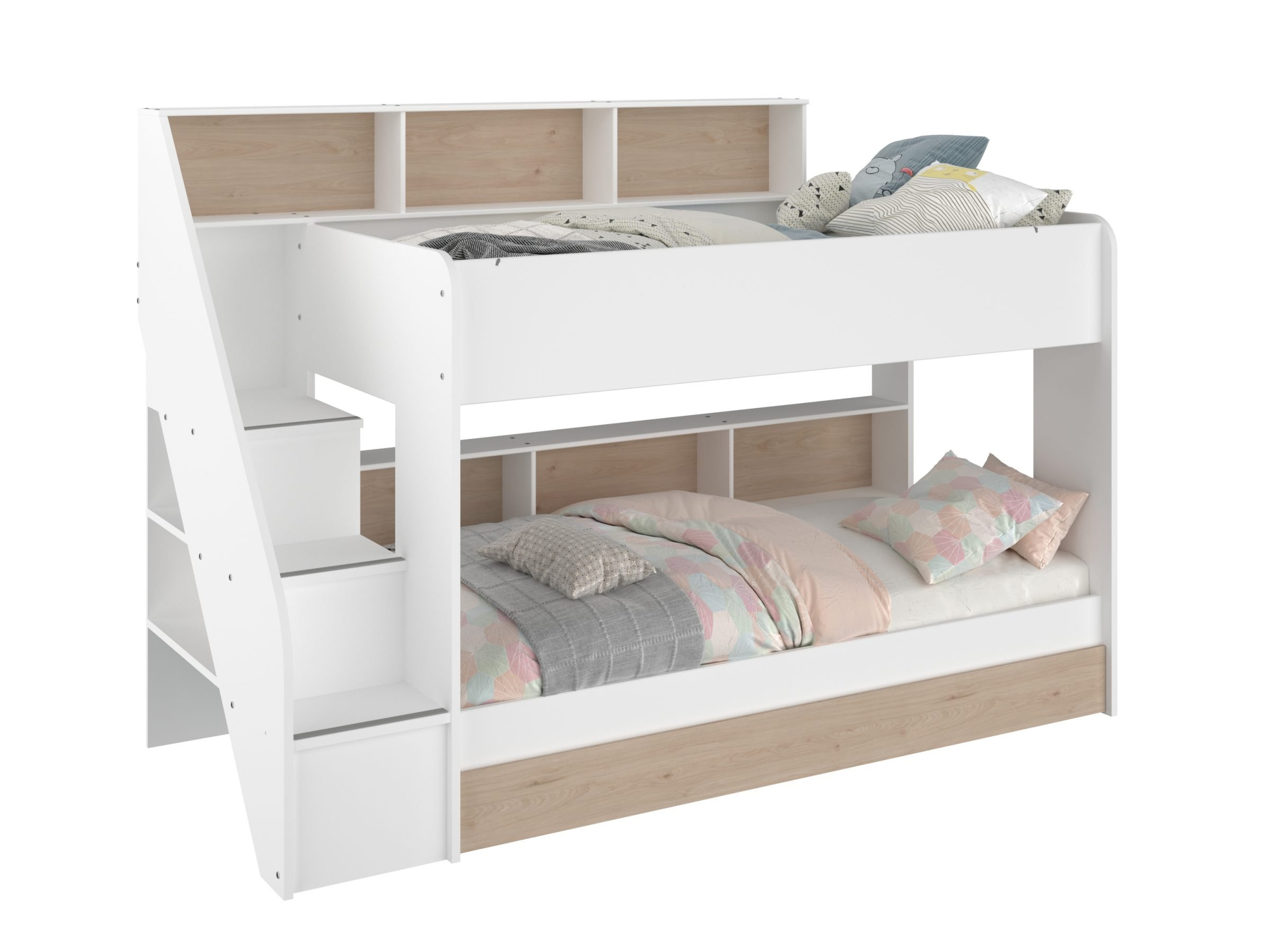 Bibop Køyeseng med Uttrekkbar Gjesteseng 90x200 - Hvit/Natur