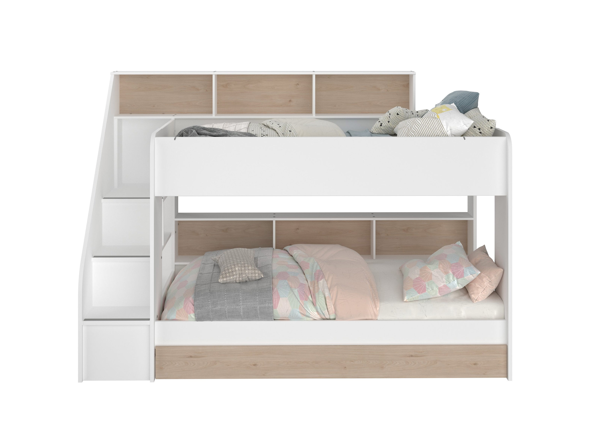 Bibop Køyeseng med Uttrekkbar Gjesteseng 90x200 - Hvit/Natur