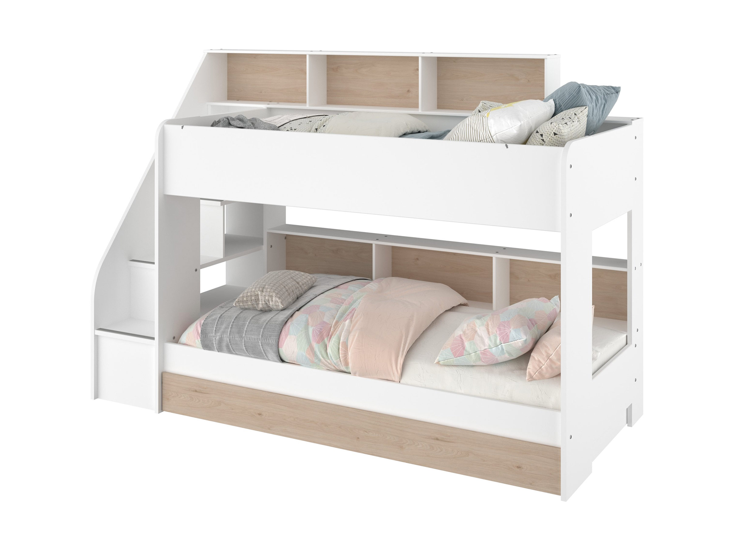 Bibop Køyeseng med Uttrekkbar Gjesteseng 90x200 - Hvit/Natur