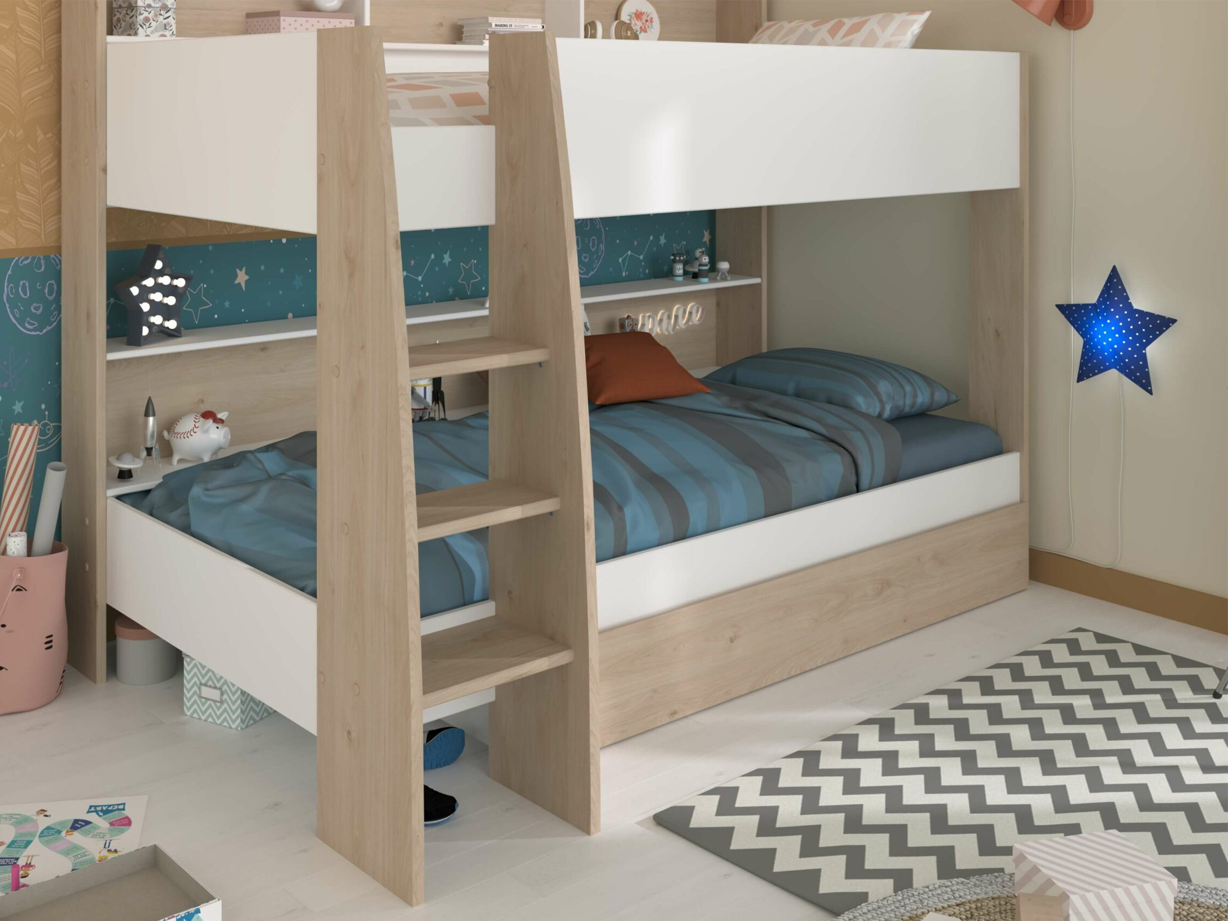Shelter Køyeseng med Skuff 90x200 – Natur/Hvit