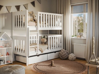 Dawid Køyeseng med Skuffer 90x200 - Hvit