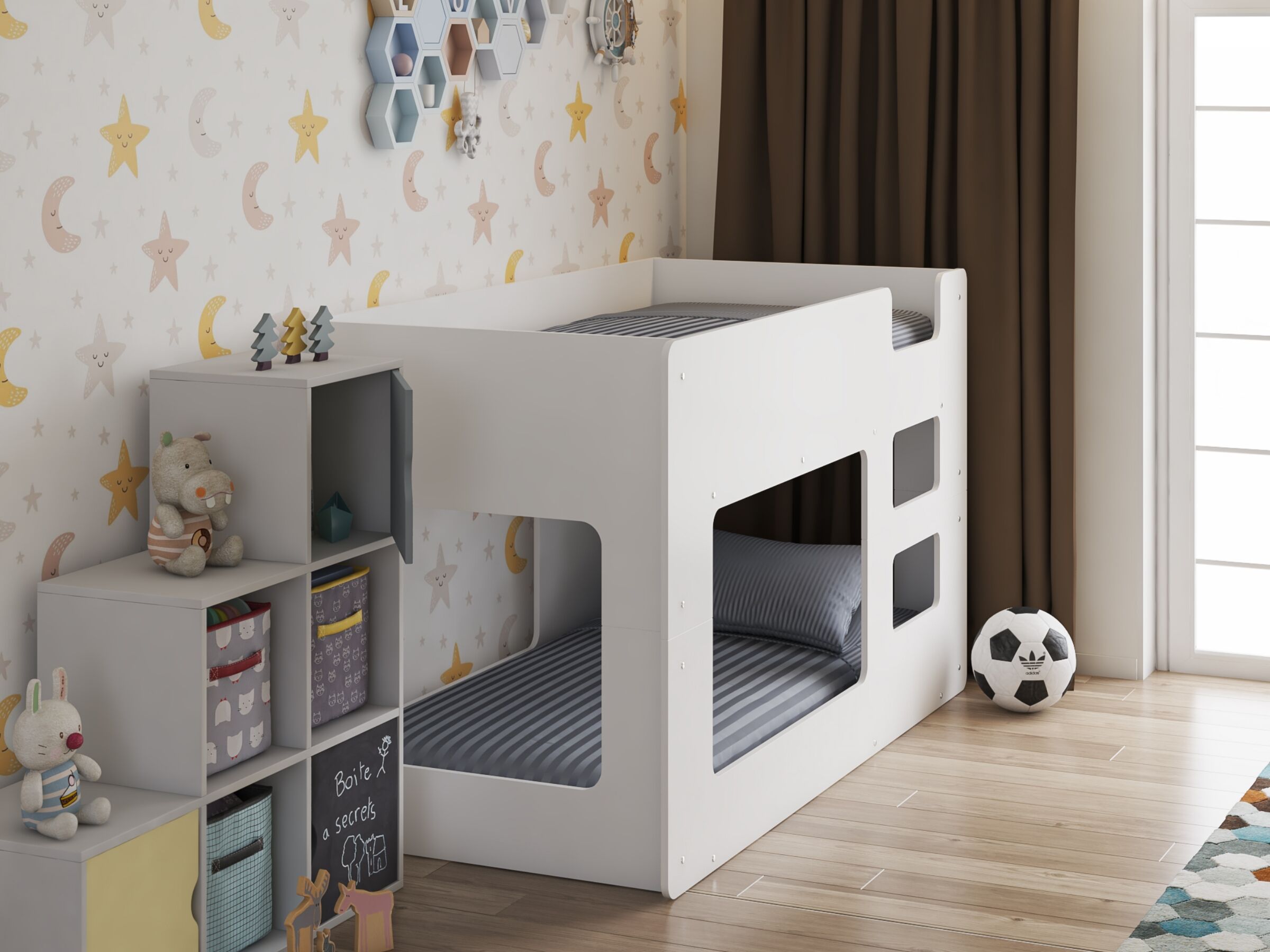 Cube køyeseng 90x200 - Hvit