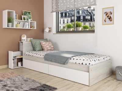 jazz-enkeltseng-med-sengegavl-og-skuffer-90x200---hvitnatur