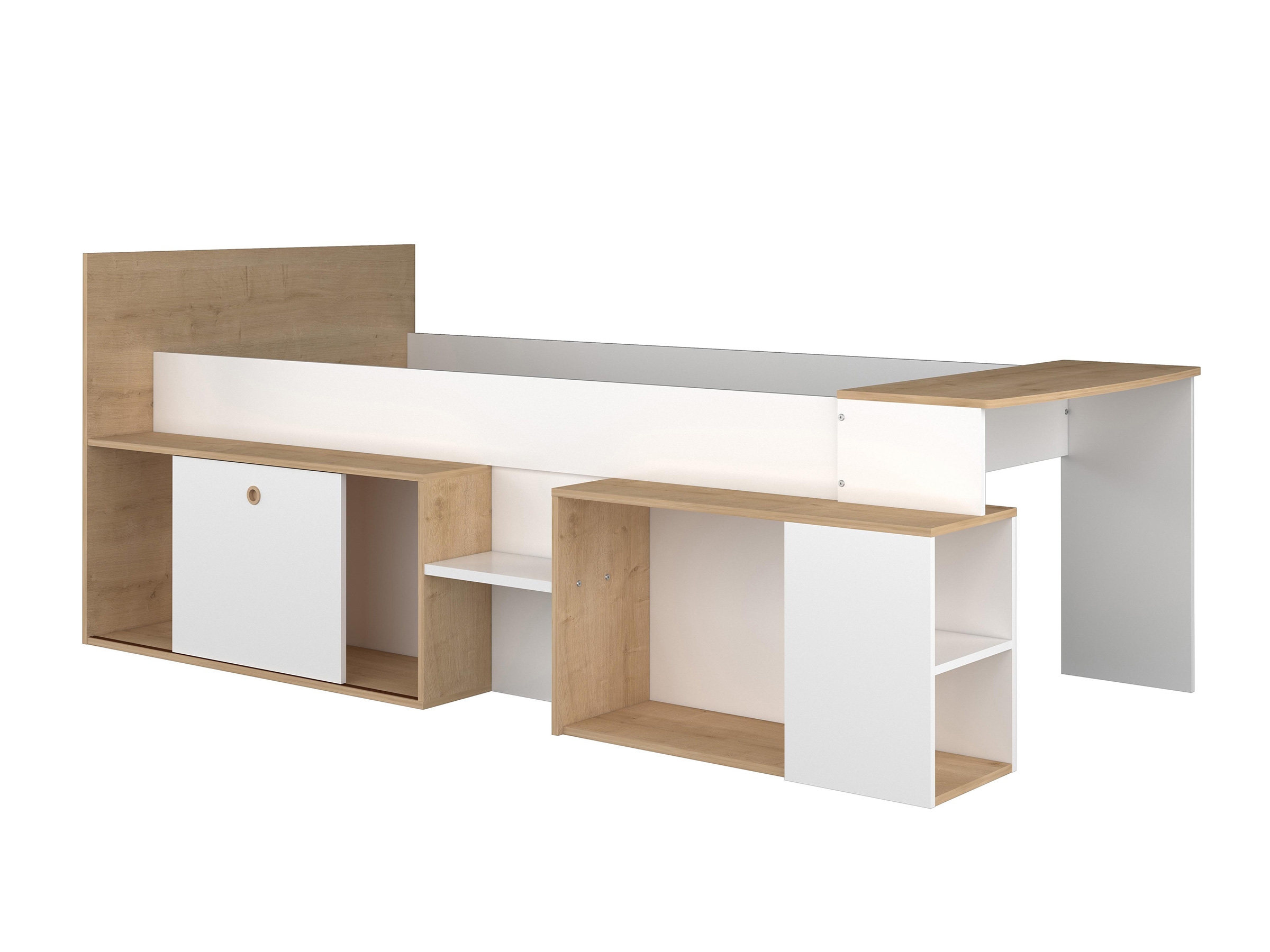 Gaby Enkeltseng med Skrivebord 90x200 - Natur/Hvit