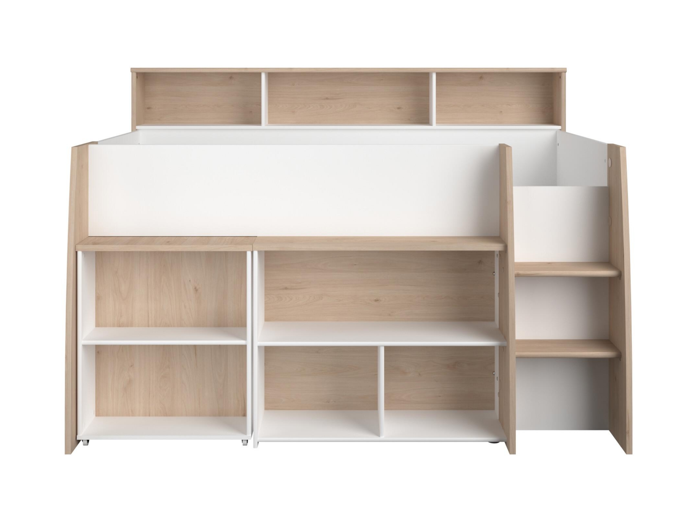 Lucas Halvhøy Seng med Skrivebord 90x200 - Hvit/Natur