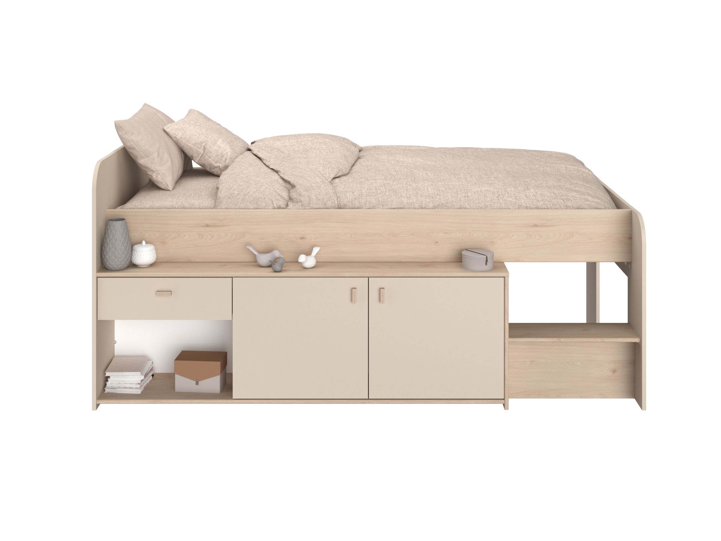Ella Halvhøy Barneseng med Oppbevaring 90x200 - Beige