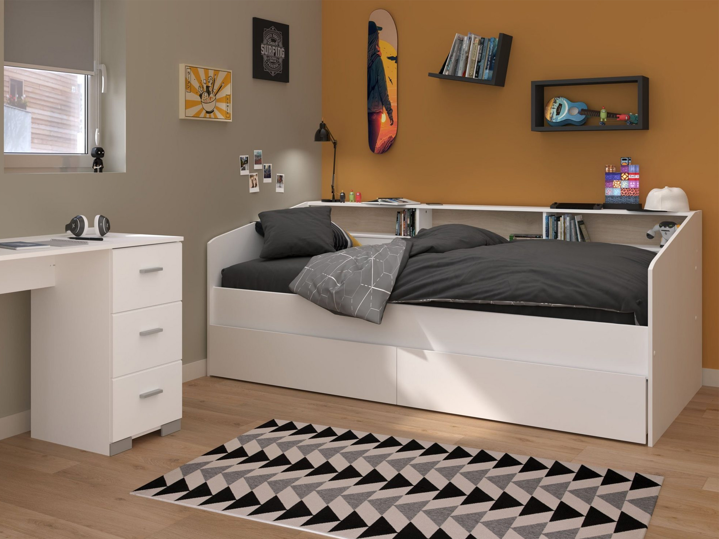 Daybed med Skuffer 90x200 - Hvit