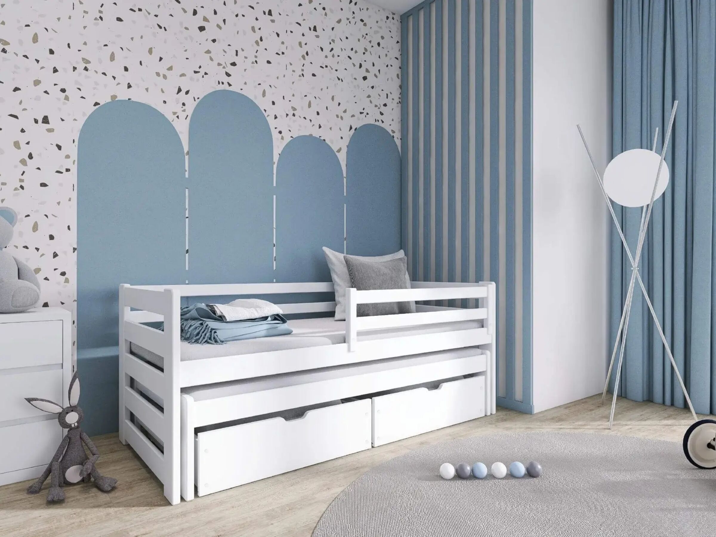 Senso Barneseng med Uttrekkbar Gjesteseng og Skuffer 90x200 - Hvit