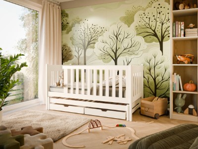 kaja-barneseng-med-uttrekkbar-gjesteseng-og-skuffer-90x200---hvit