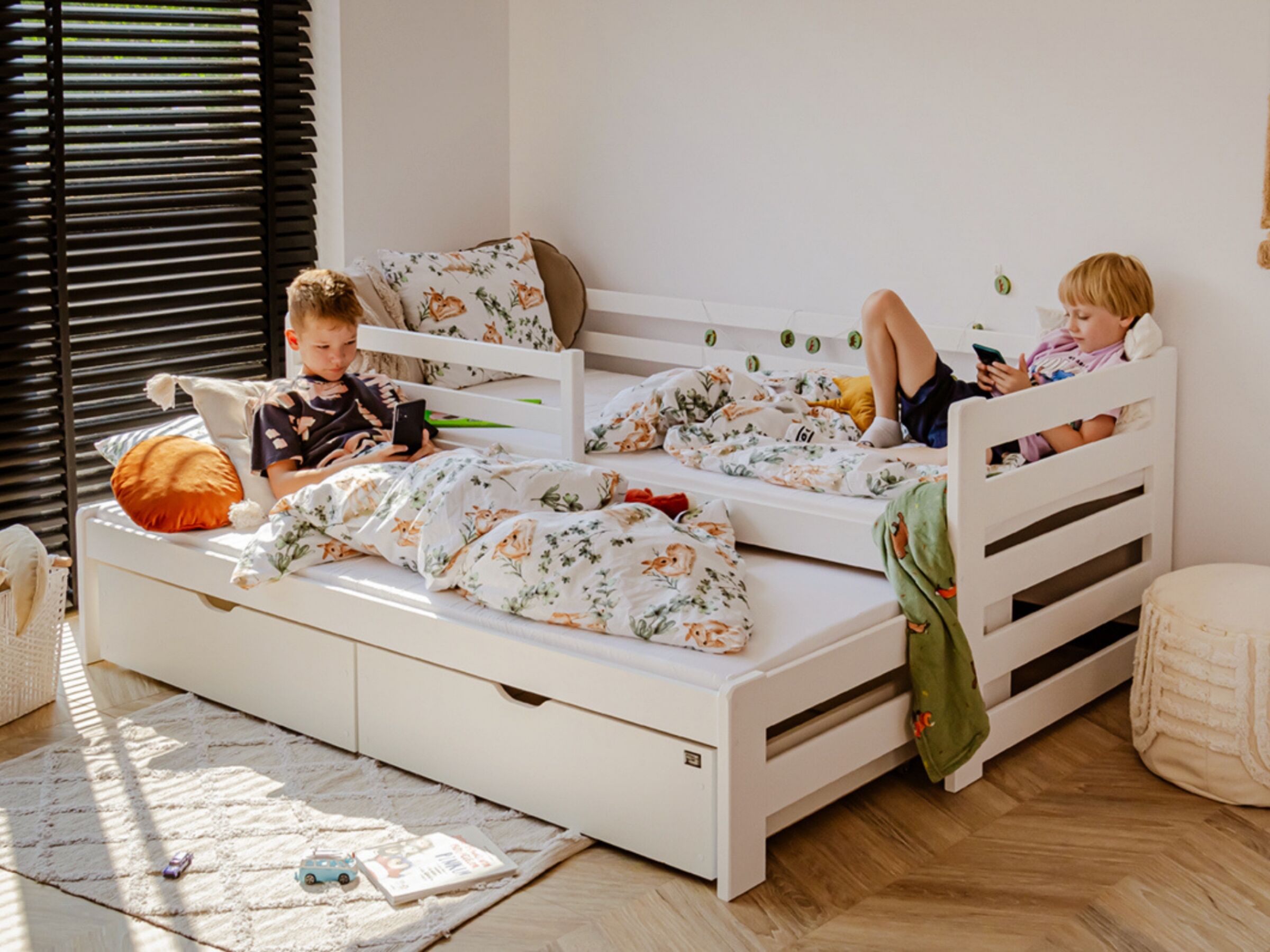Senso Barneseng med Uttrekkbar Gjesteseng og Skuffer 90x190 - Hvit