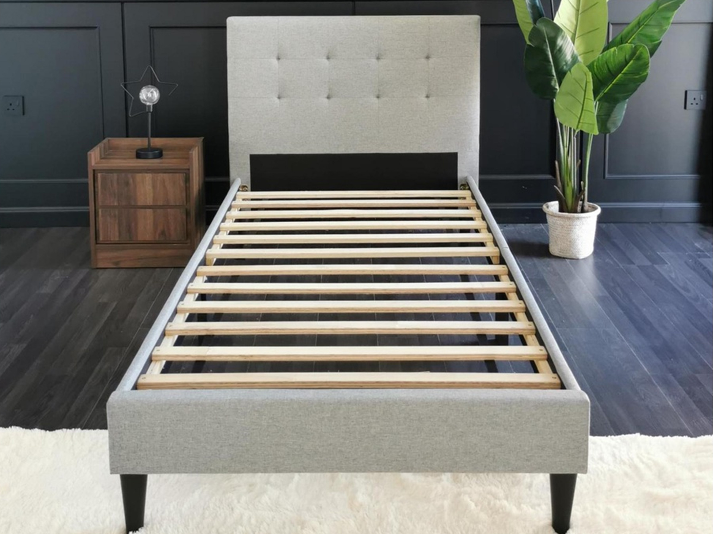 Elegance Enkeltseng med Sengegavl 90x200 - Grå