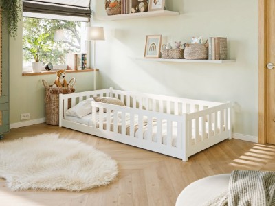 Bella Gulvseng med Lekegrind 90x200 - Hvit