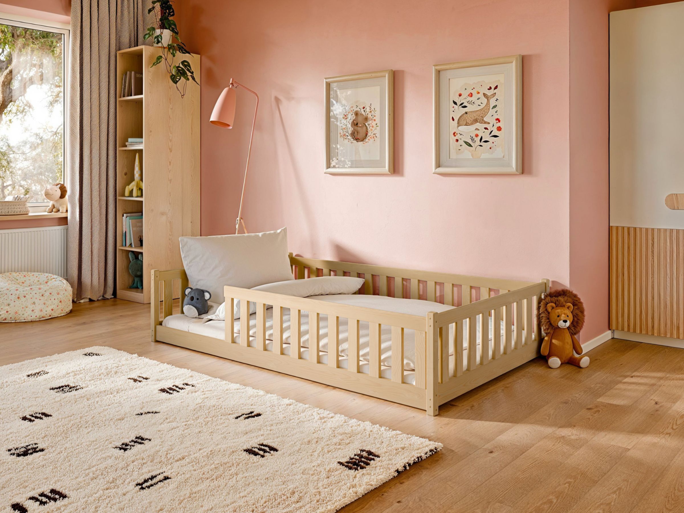 Otis Gulvseng med Lekegrind 120x200 - Natur