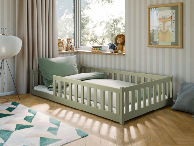 Otis Gulvseng med Lekegrind 120x200 - Olivengrønn