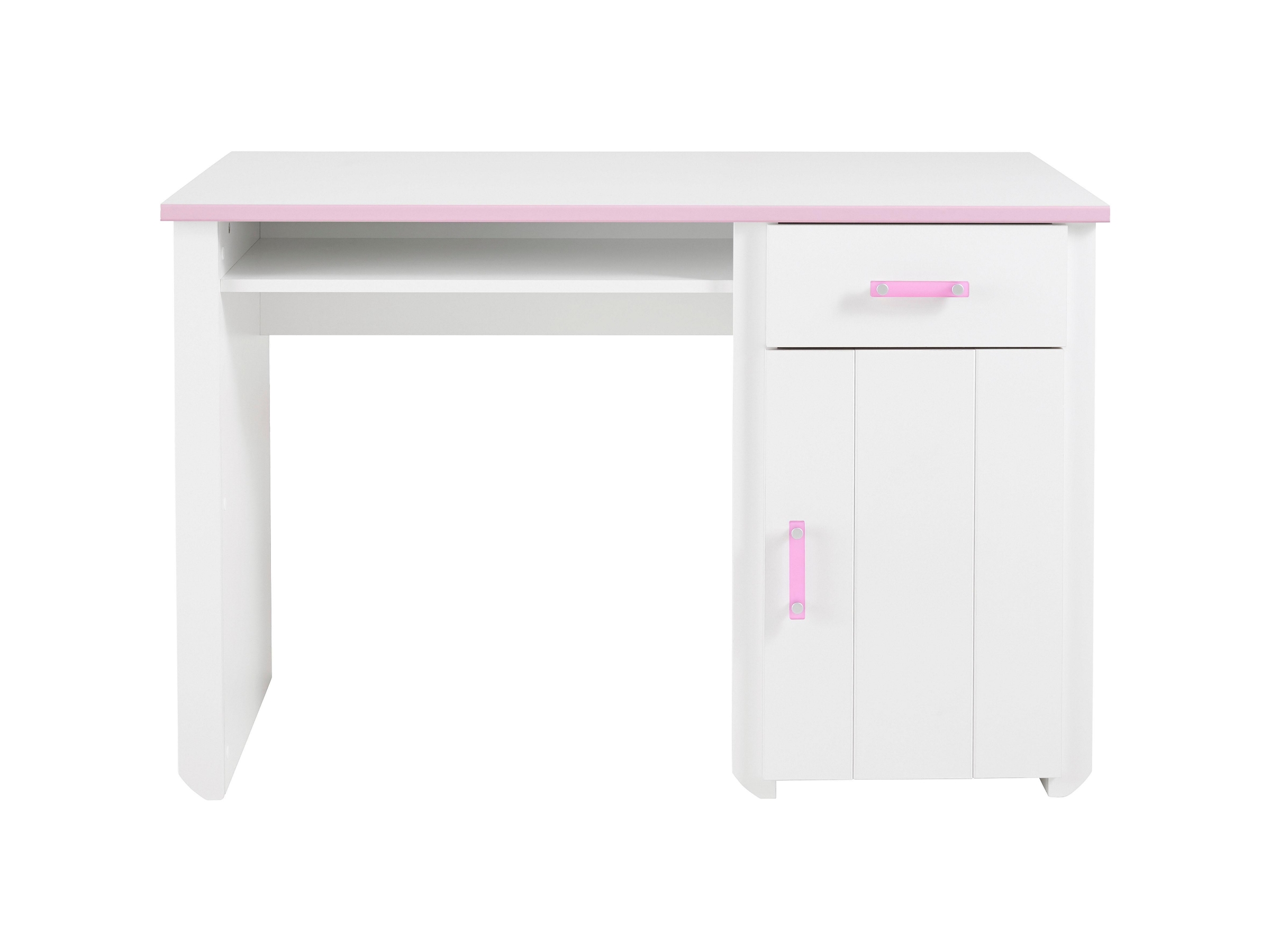 Biotiful Skrivebord med Skuff og Skap – Hvit/Rosa
