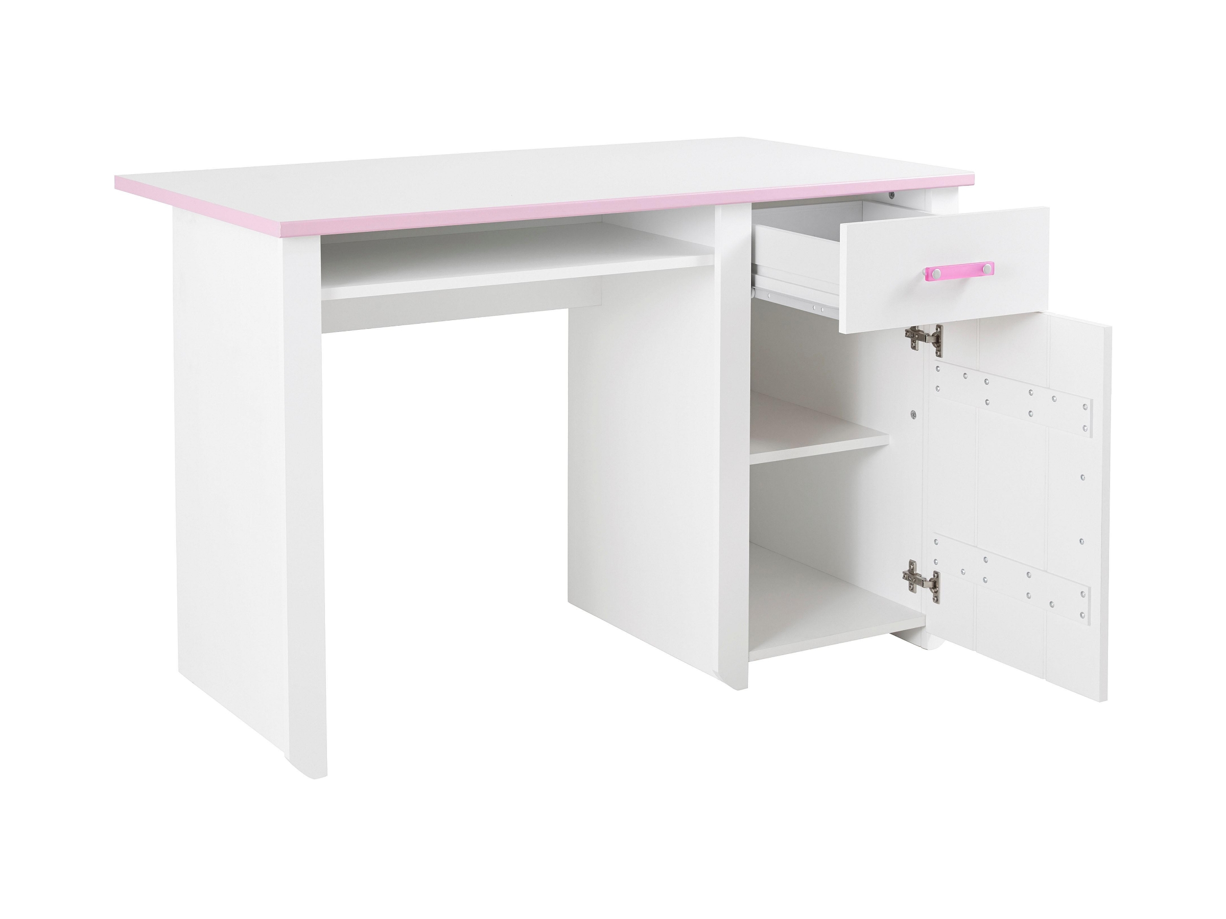 Biotiful Skrivebord med Skuff og Skap – Hvit/Rosa