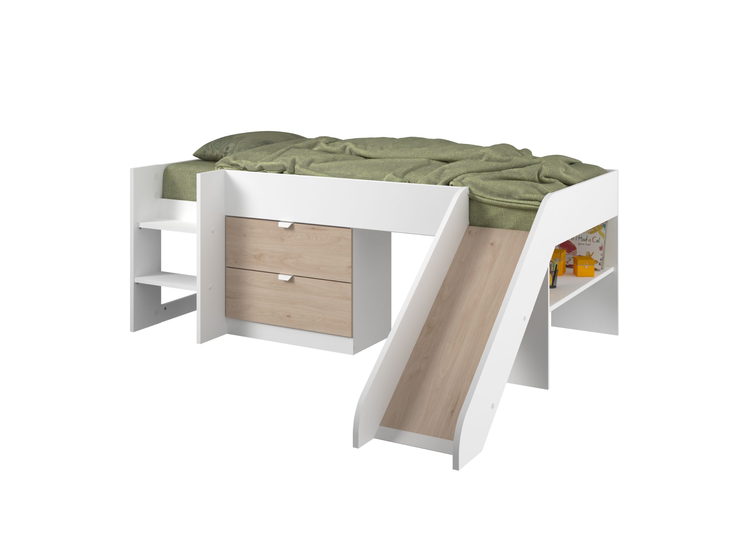 Lekeseng med Sklie 90x200 - Hvit/Eik