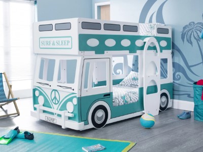 Folkevognbuss Køyeseng 90x200 - Hvit/Grønn