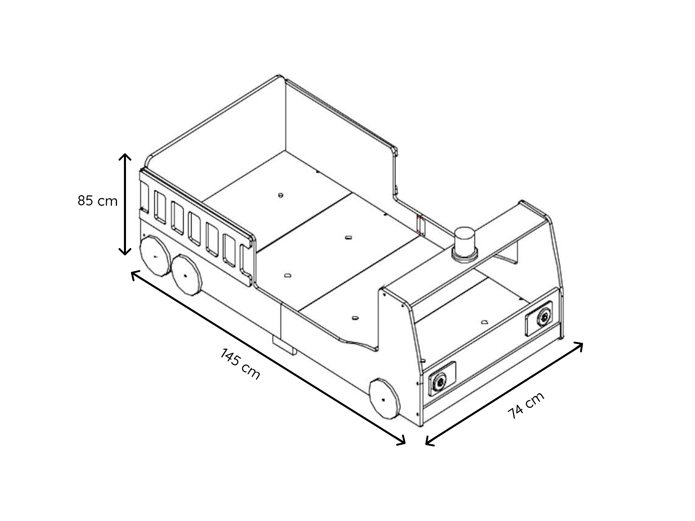 Liten Brannbilseng med LED Lys 70x140 - Rød